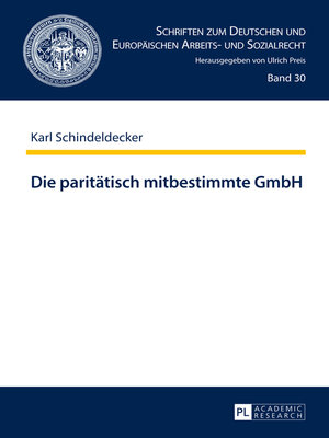 cover image of Die paritätisch mitbestimmte GmbH
